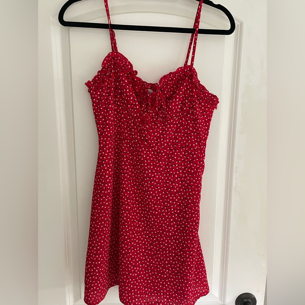 princess polly red floral mini dress small / 6